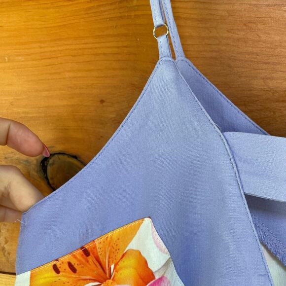 Indikah Multicolor Floral Bird Print V-Neck Cut Out Swing Dress Size Small - Picture 7 of 8